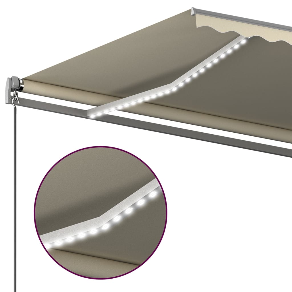 Tenda Automatica con Sensore Vento e LED 500x350 cm Crema