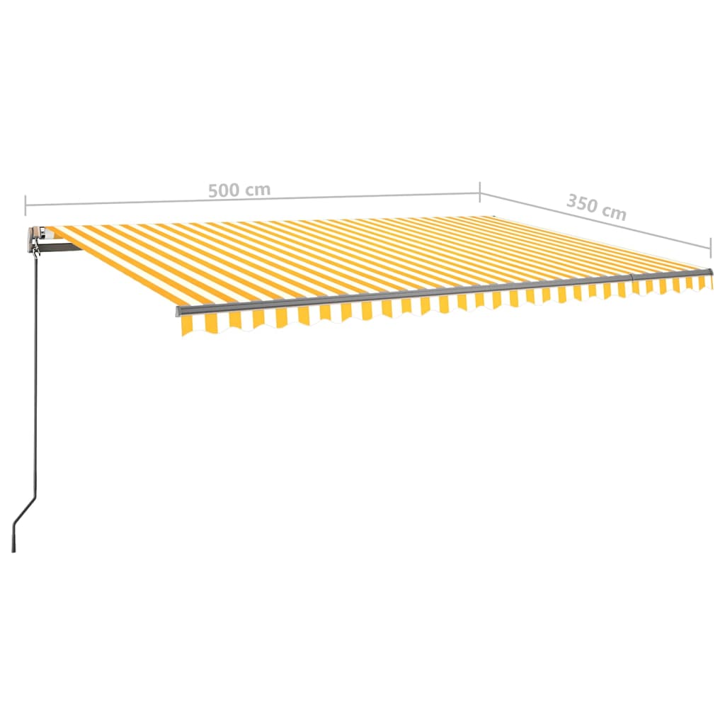 Tenda Automatica Sensore Vento e LED 500x350 cm Gialla Bianca