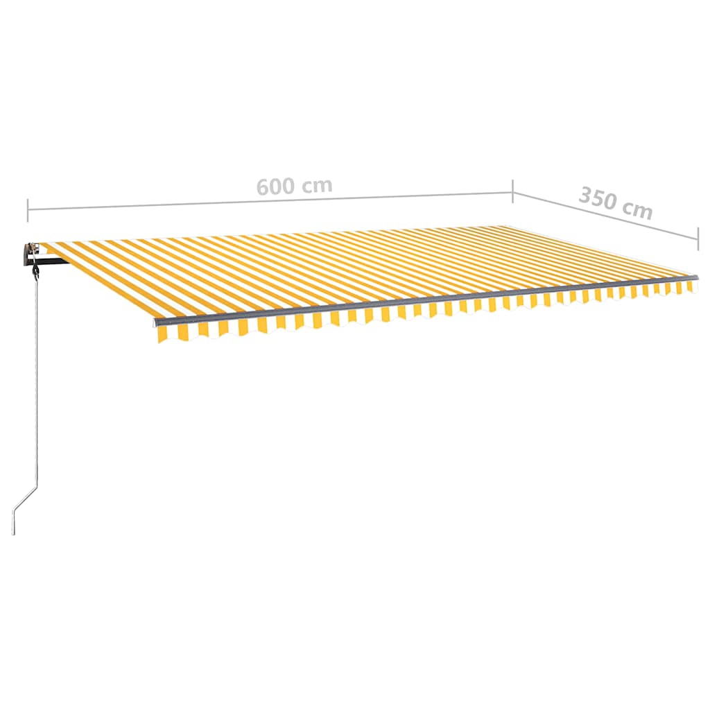 Tenda da Sole Autoportante Manuale 600x350 cm Gialla Bianca