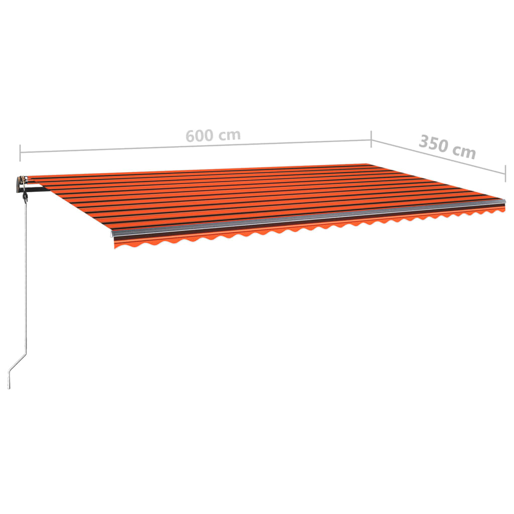 Tenda da Sole Autoportante Manuale 600x350cm Arancione/Marrone