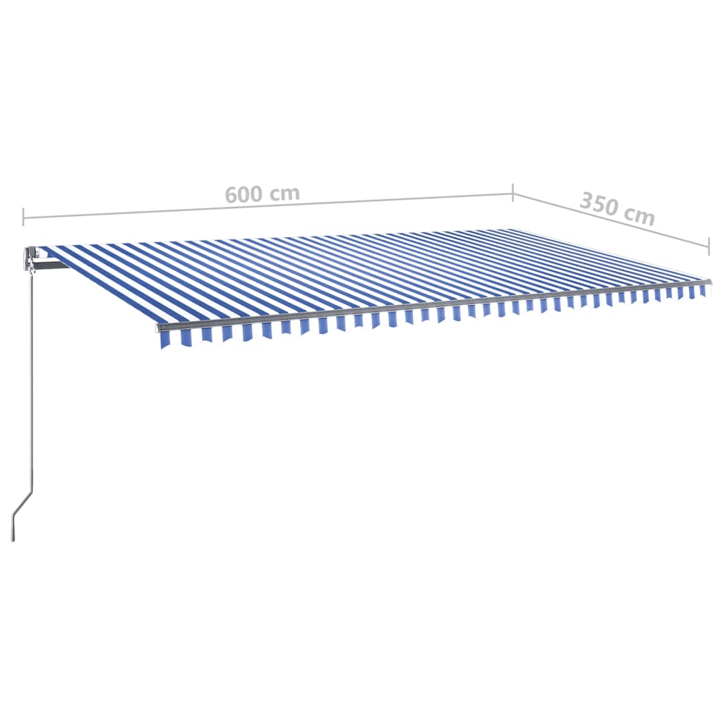 Tenda da Sole Autoportante Automatica 600x350 cm Blu Bianca