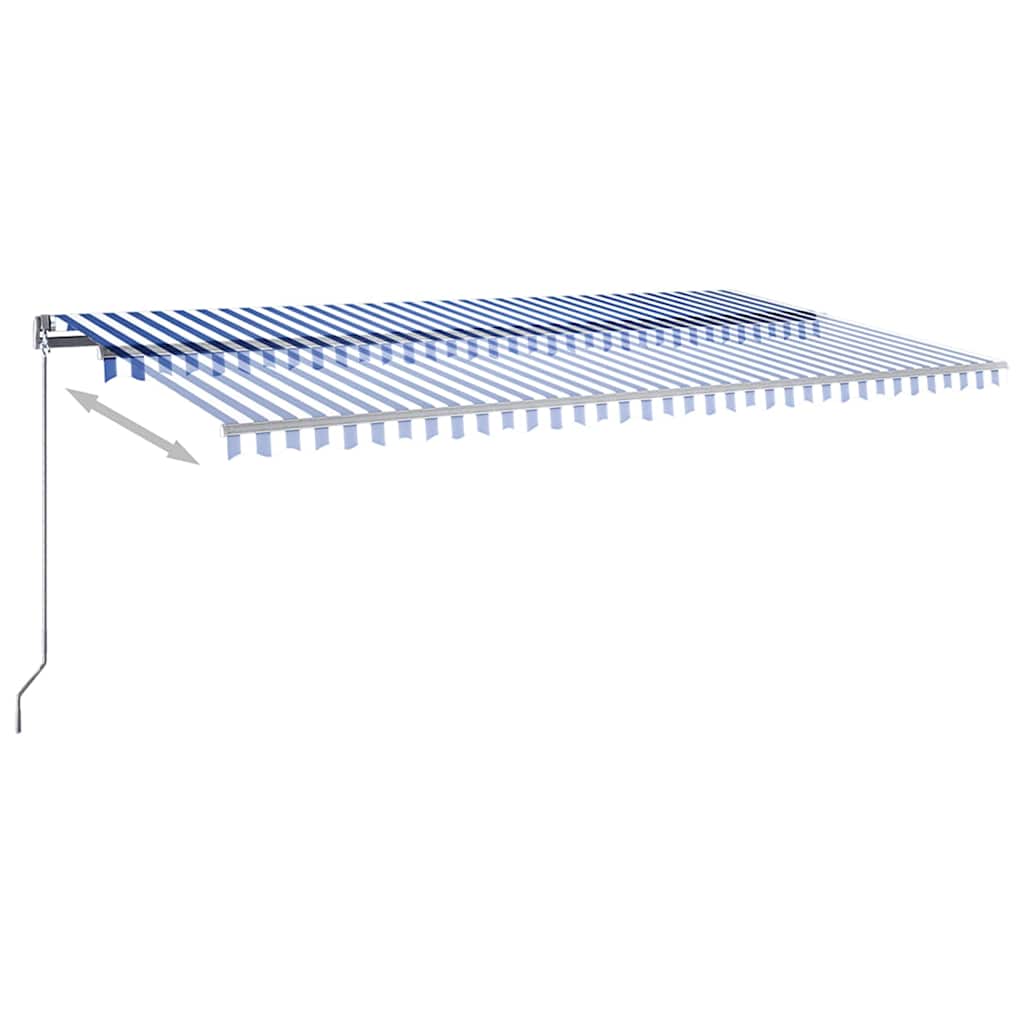 Tenda Automatica con Sensore Vento e LED 600x350 cm Blu Bianca