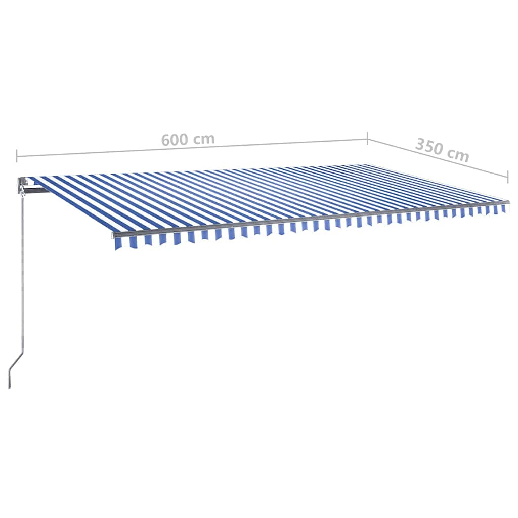 Tenda Automatica con Sensore Vento e LED 600x350 cm Blu Bianca