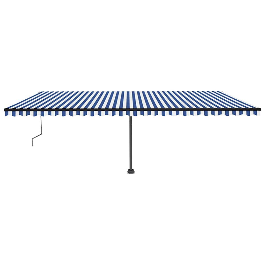 Tenda Automatica con Sensore Vento e LED 600x350 cm Blu Bianca