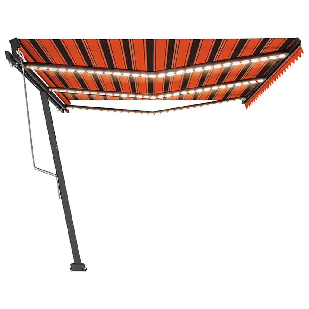 Tenda Automatica Sensore Vento e LED 600x350 cm Arancio Marrone