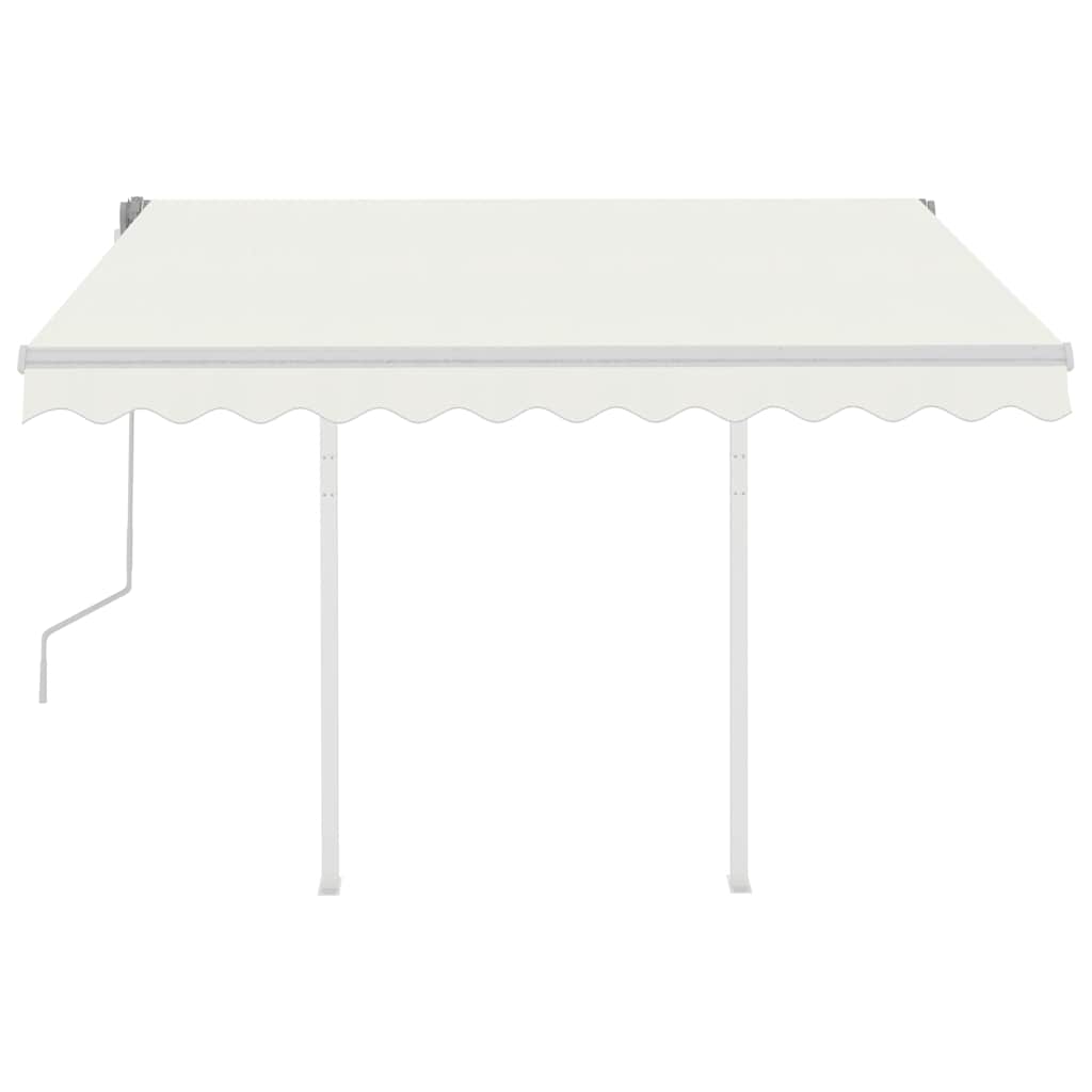 Tenda da Sole Retrattile Manuale con Pali 3x2,5 m Crema