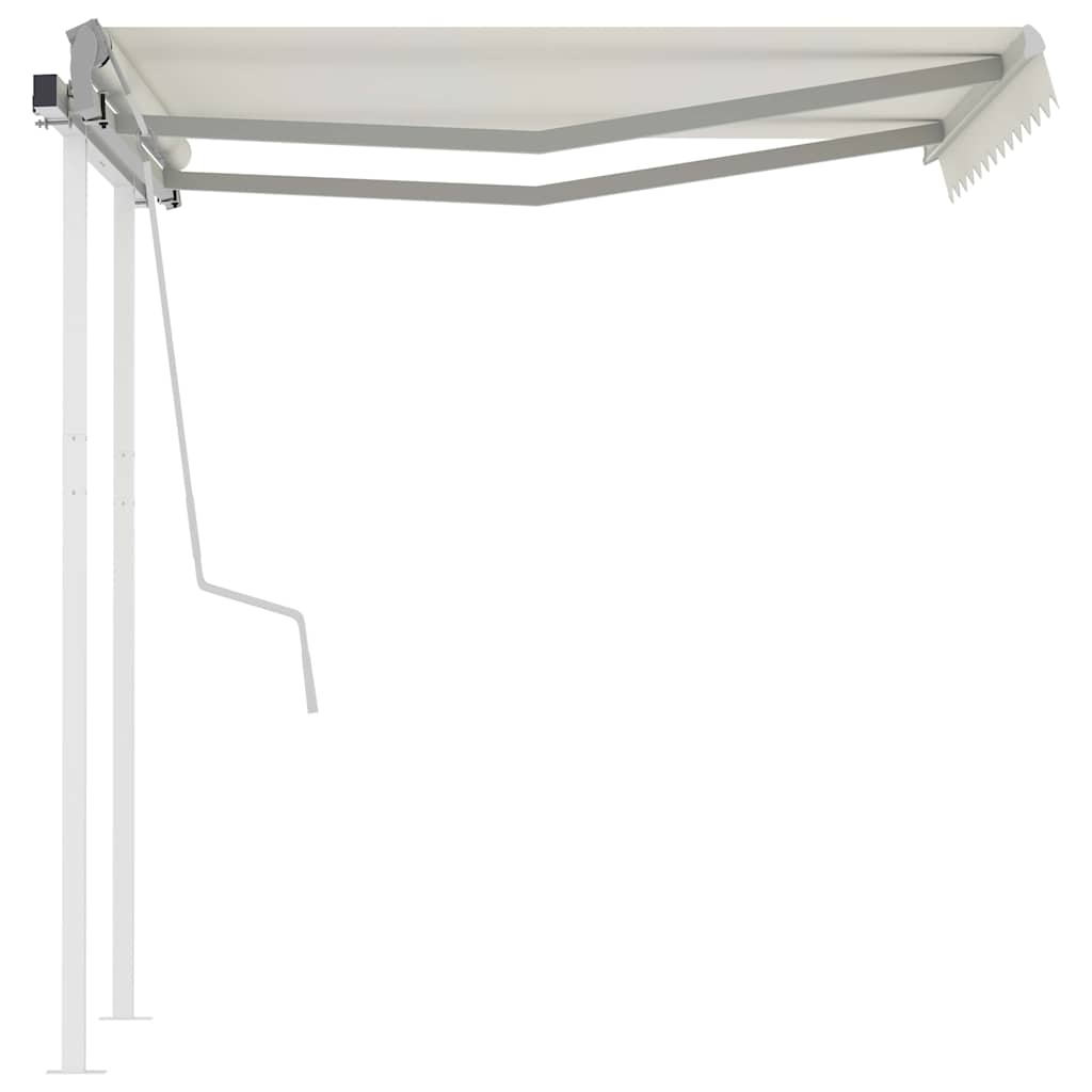 Tenda da Sole Retrattile Manuale con Pali 3x2,5 m Crema