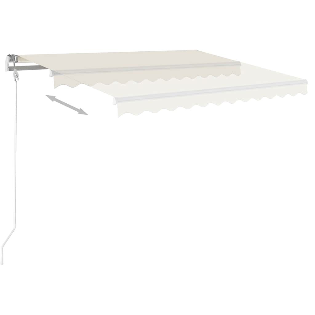 Tenda da Sole Retrattile Manuale con Pali 3x2,5 m Crema