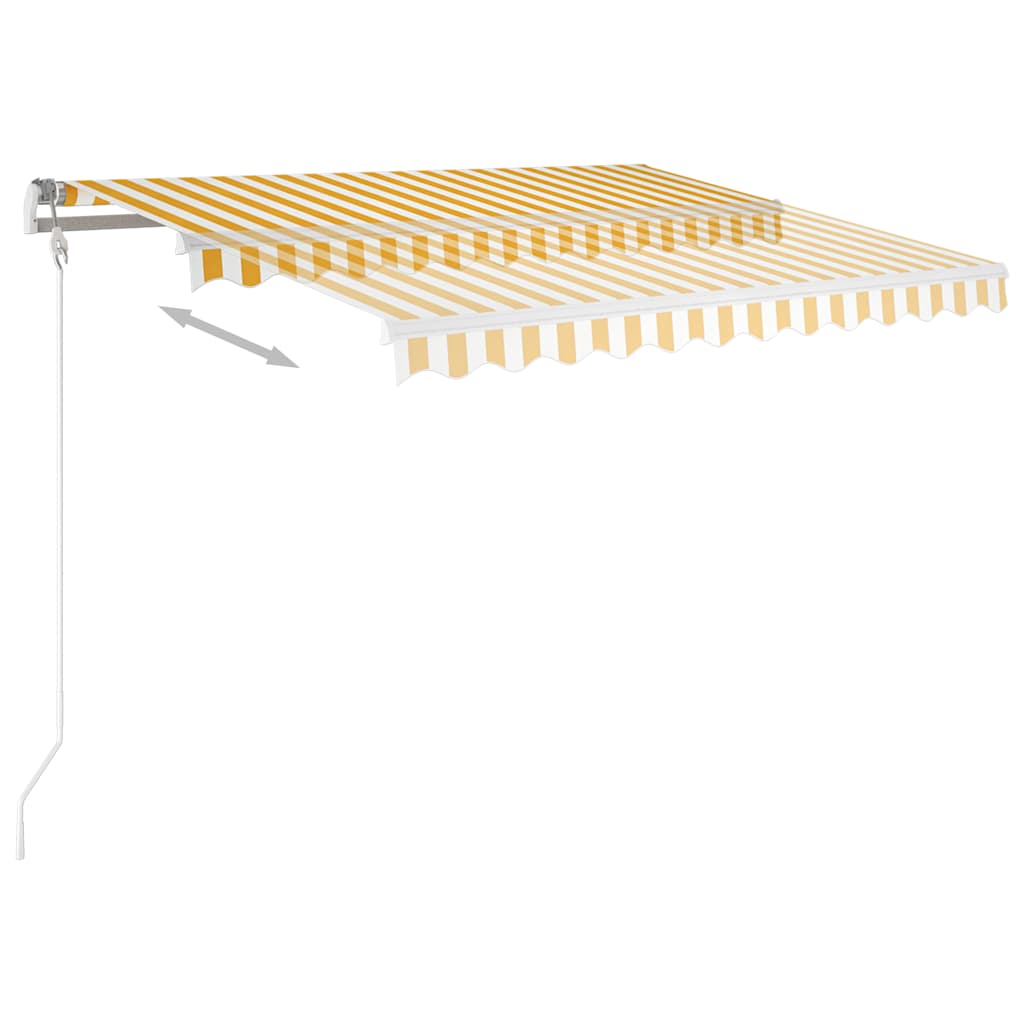 Tenda da Sole Retrattile Manuale e Pali 3x2,5 m Gialla e Bianca