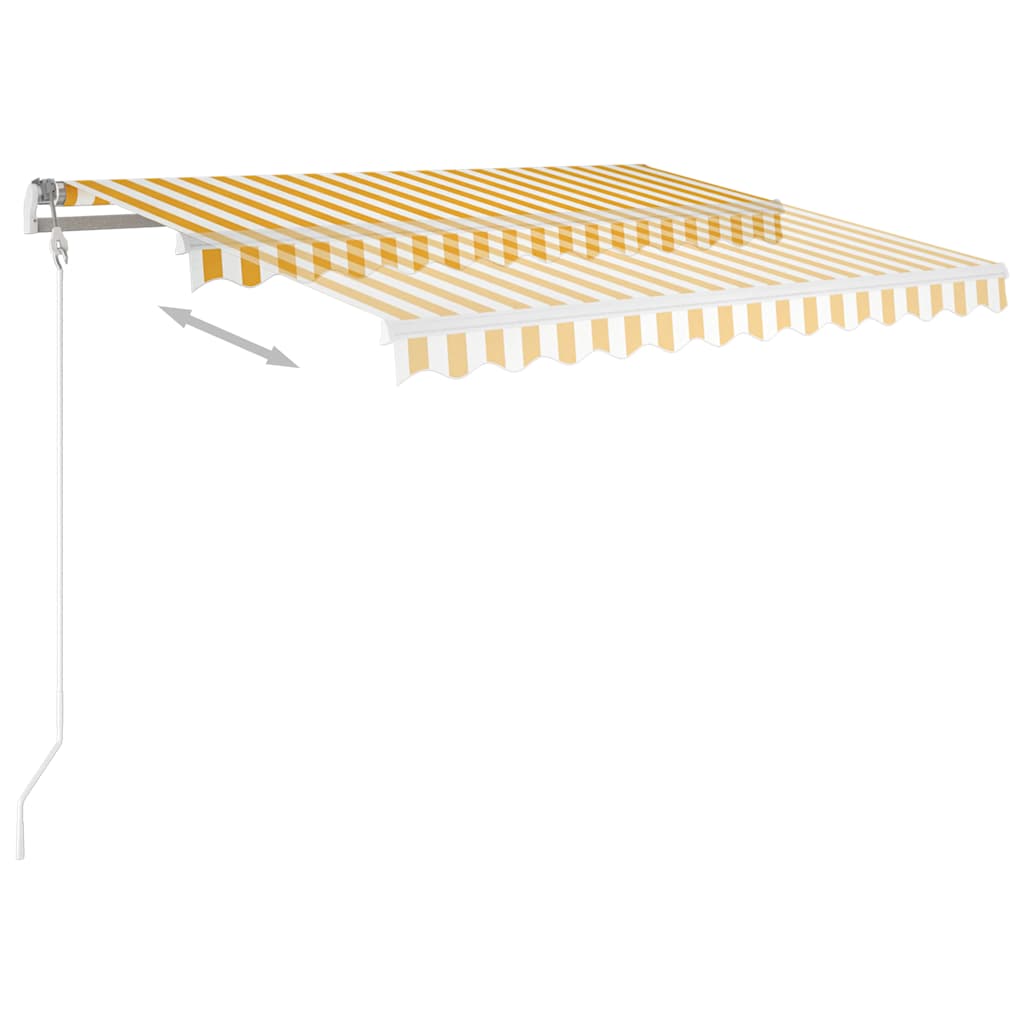 Tenda da Sole Retrattile Automatica e Pali 3x2,5m Gialla Bianca