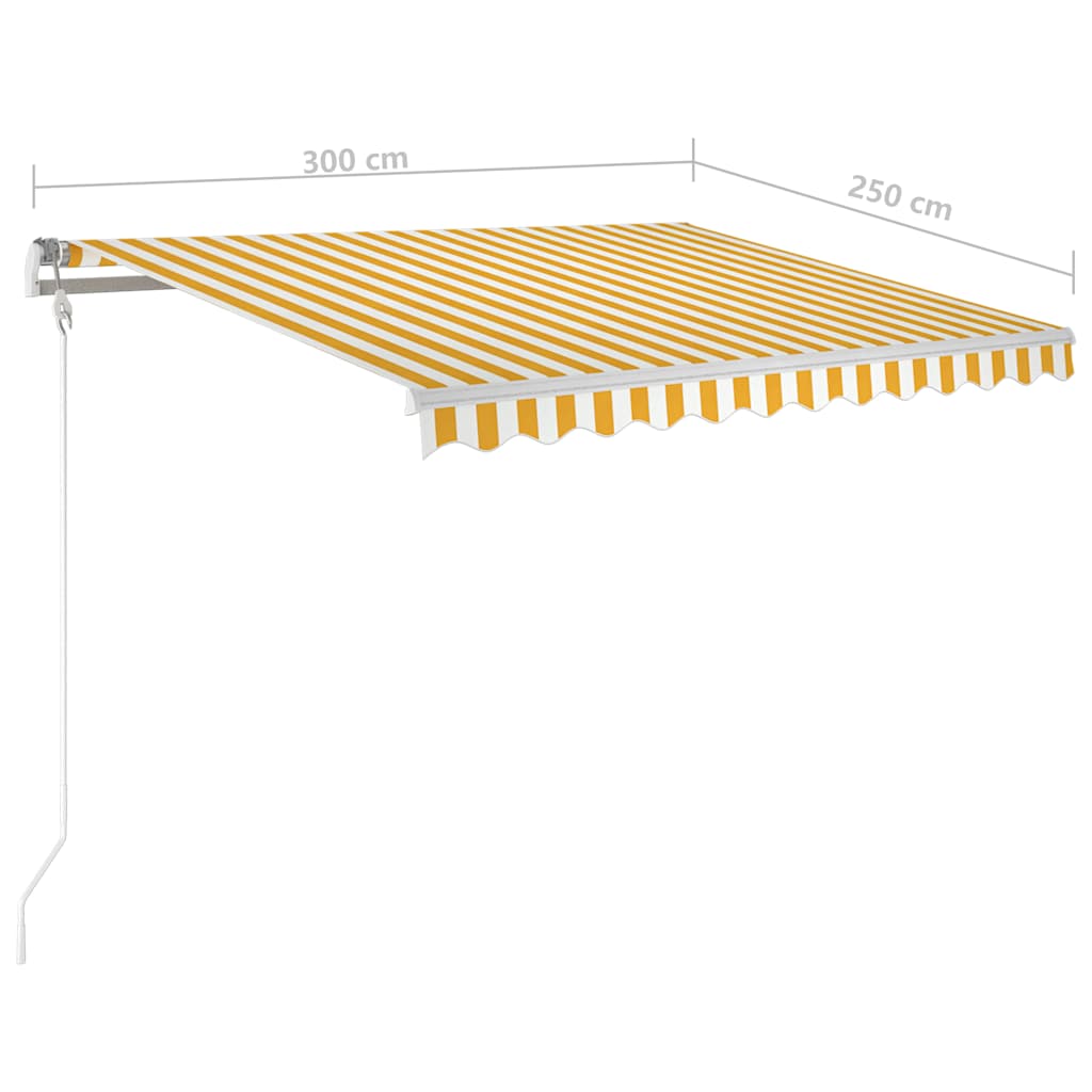 Tenda da Sole Retrattile Automatica e Pali 3x2,5m Gialla Bianca