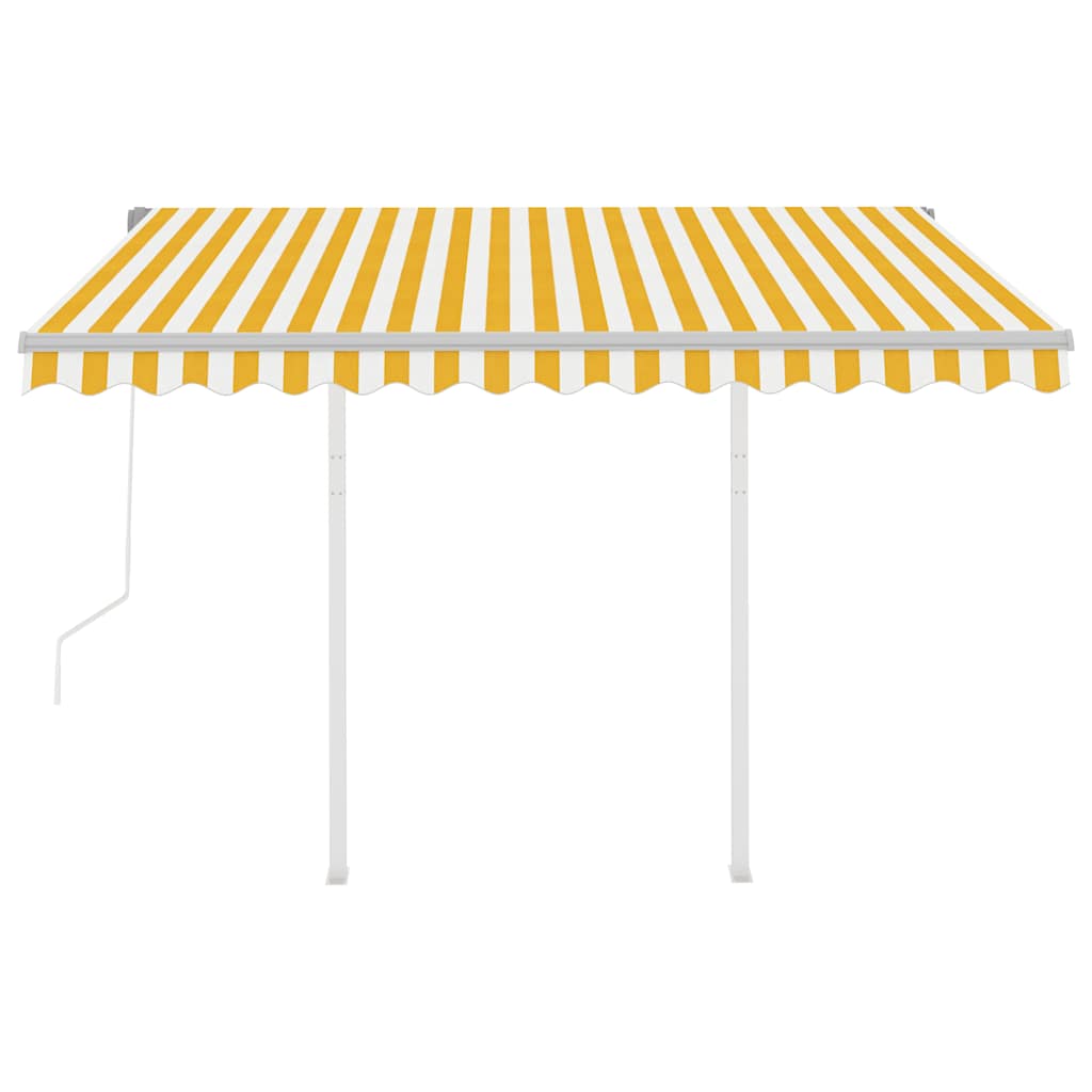 Tenda da Sole Retrattile Automatica e Pali 3x2,5m Gialla Bianca