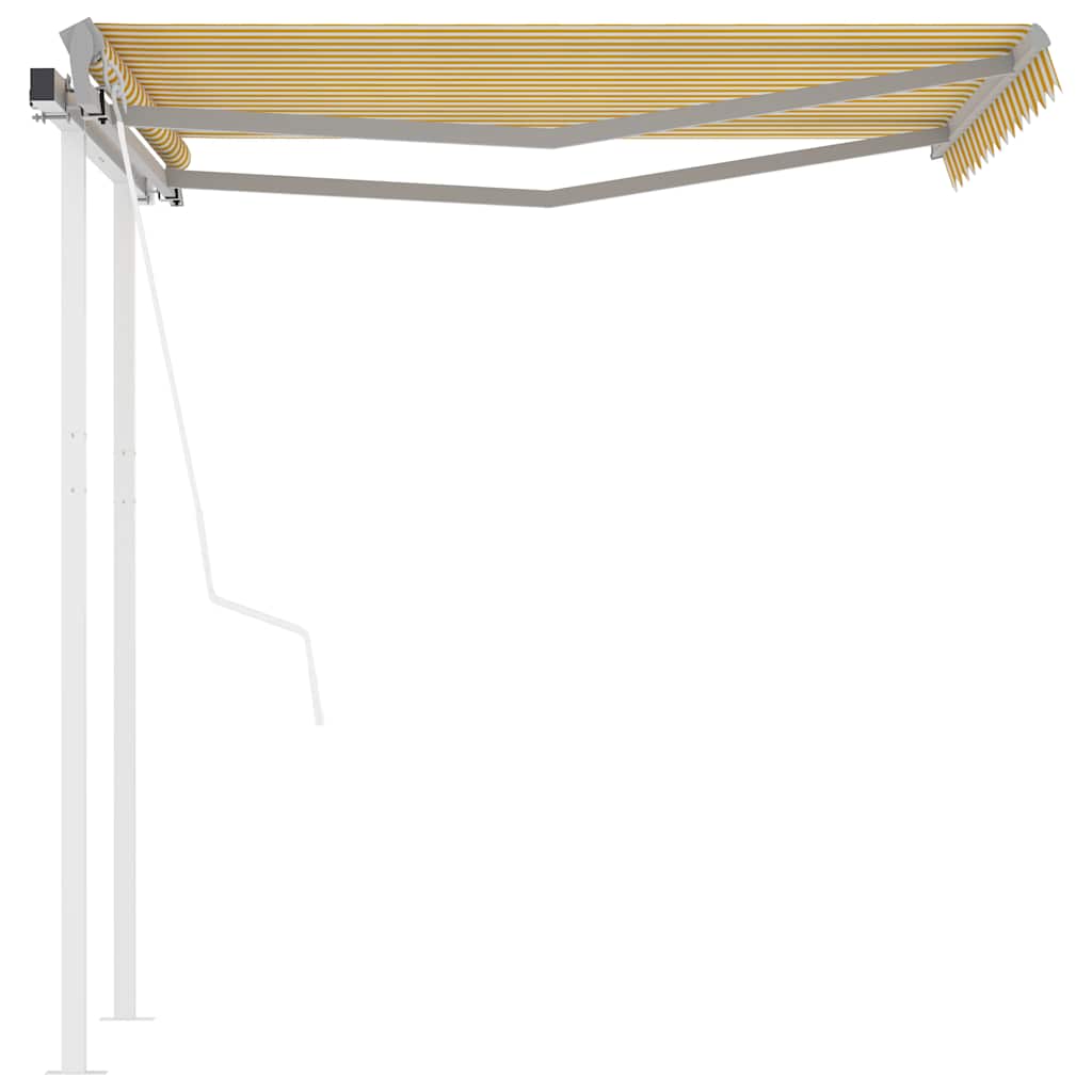 Tenda da Sole Retrattile Automatica e Pali 3x2,5m Gialla Bianca
