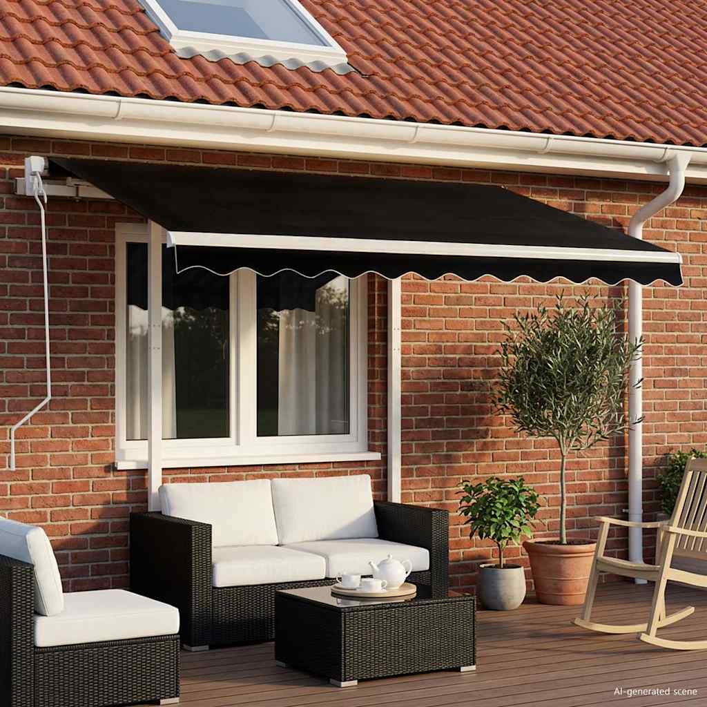 Tenda da Sole Retrattile Automatica con Pali 3x2,5 m Antracite