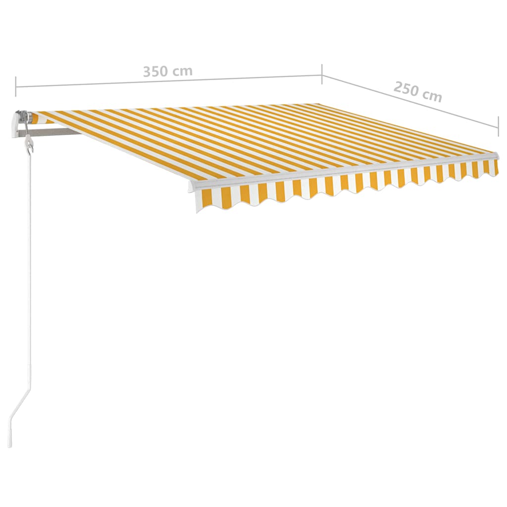Tenda retrattile gialla e bianca 350 x 250 cm con LED solari