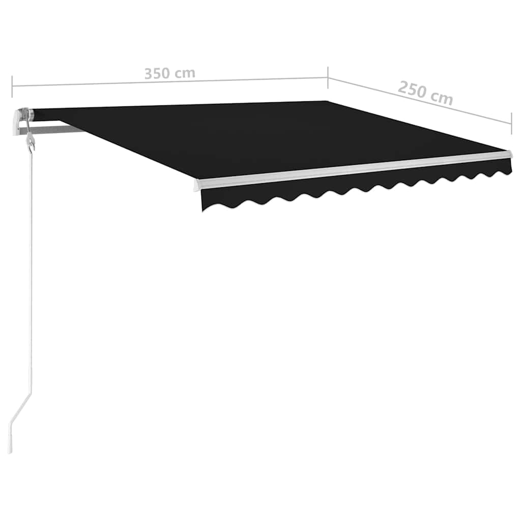 Tenda retrattile antracite 350 x 250 cm con manovella e LED
