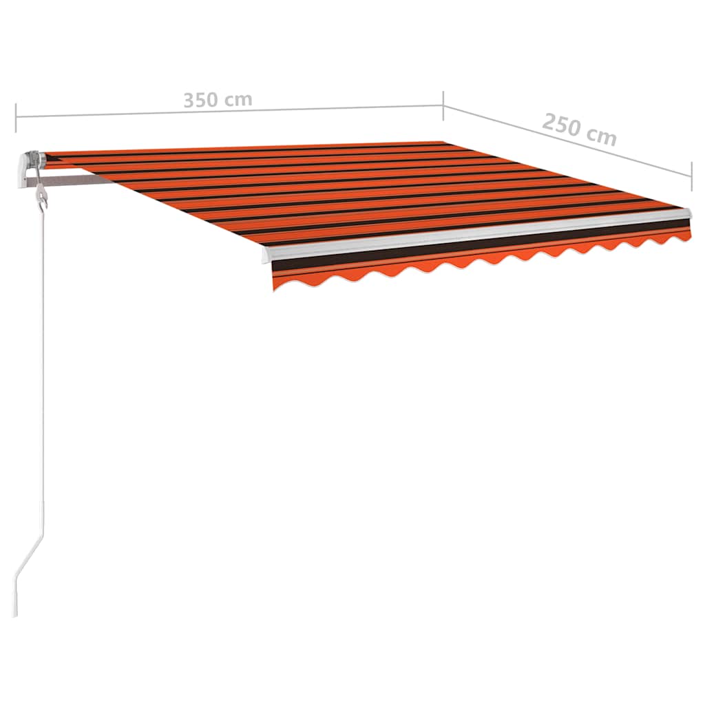 Tenda retrattile manuale arancione e marrone 350 x 250 cm con LED