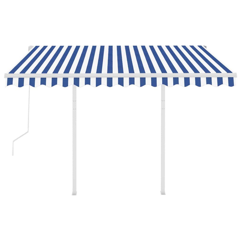 Tenda da Sole Retrattile Automatica Pali 3,5x2,5 m Blu e Bianca