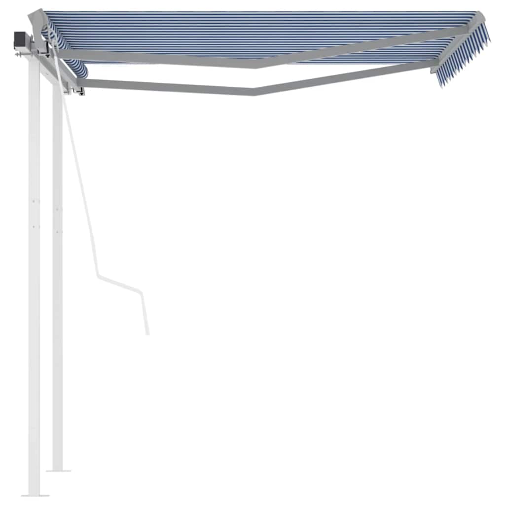 Tenda da Sole Retrattile Automatica Pali 3,5x2,5 m Blu e Bianca