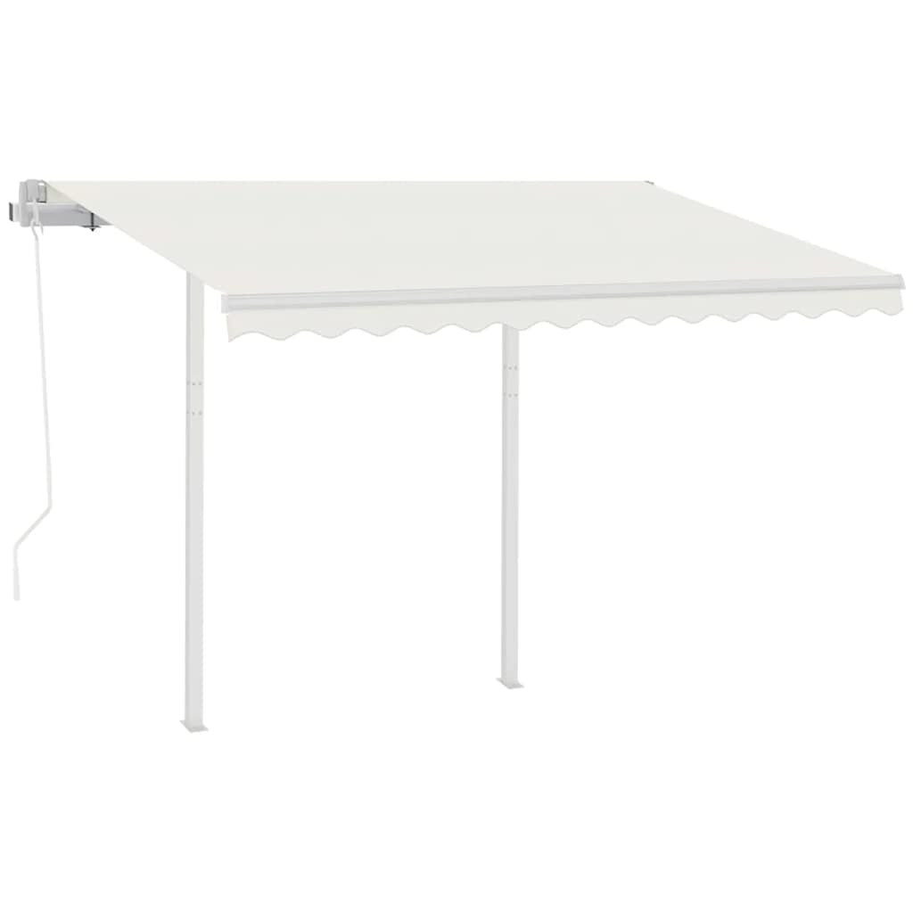 Tenda da Sole Retrattile Automatica con Pali 3,5x2,5 m Crema