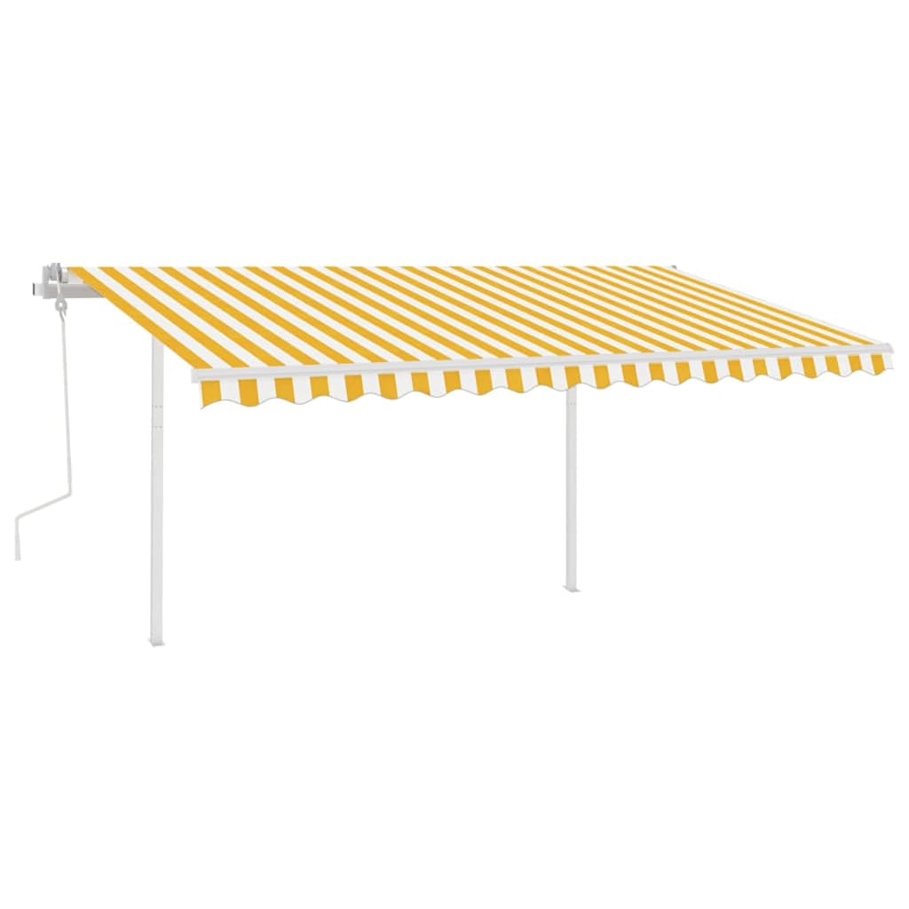 Tenda da Sole Retrattile Manuale con LED 4x3 m Gialla e Bianca