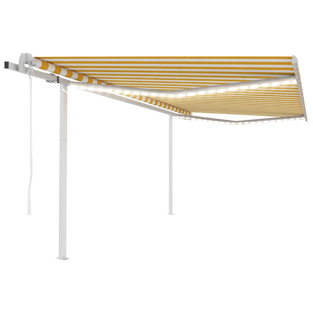 Tenda Automatica con Sensore Vento LED 4x3 m Gialla e Bianca