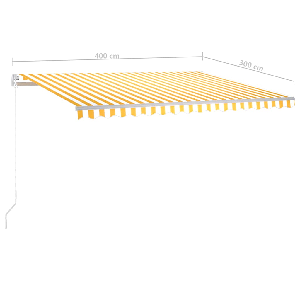 Tenda Automatica con Sensore Vento LED 4x3 m Gialla e Bianca
