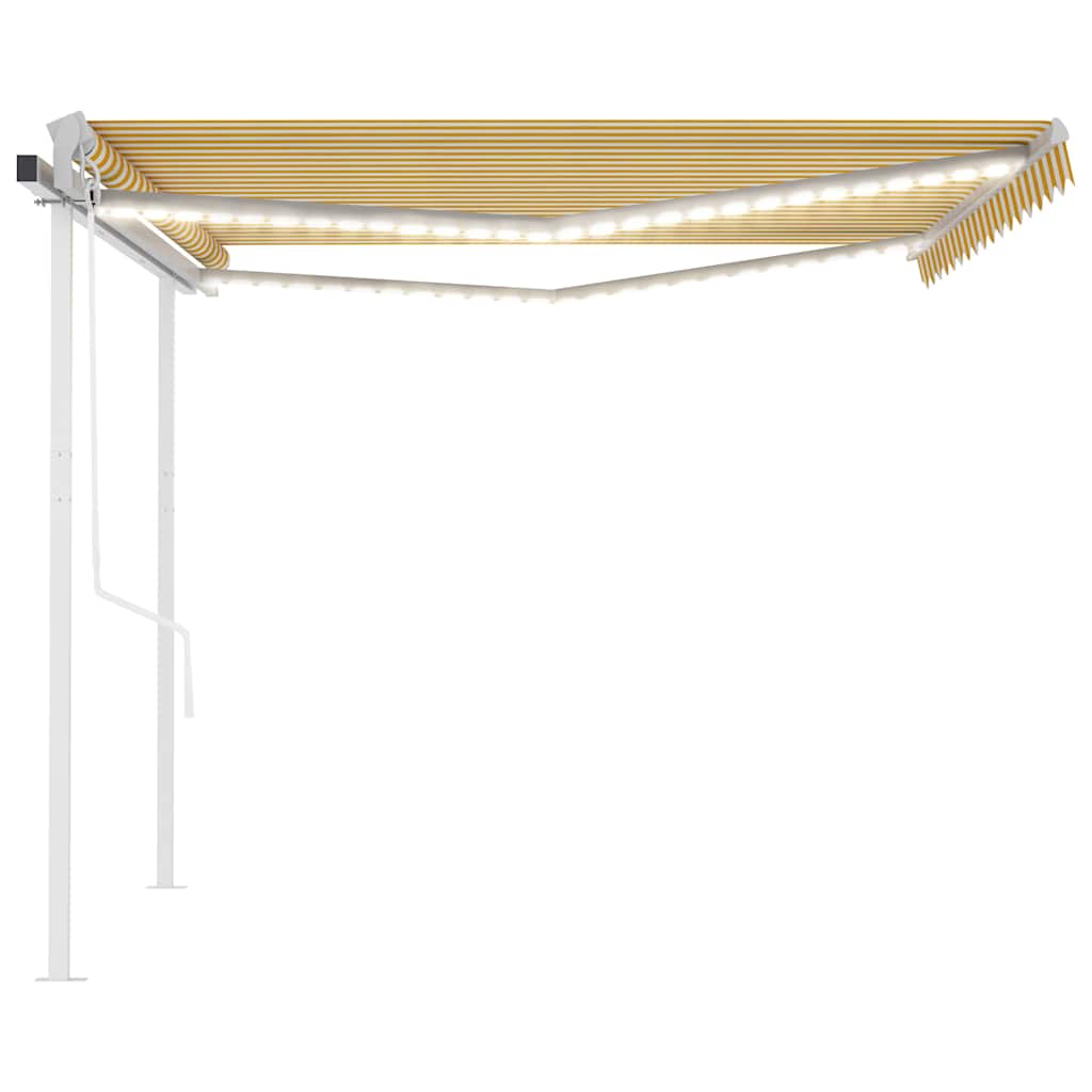 Tenda Automatica con Sensore Vento LED 4x3 m Gialla e Bianca