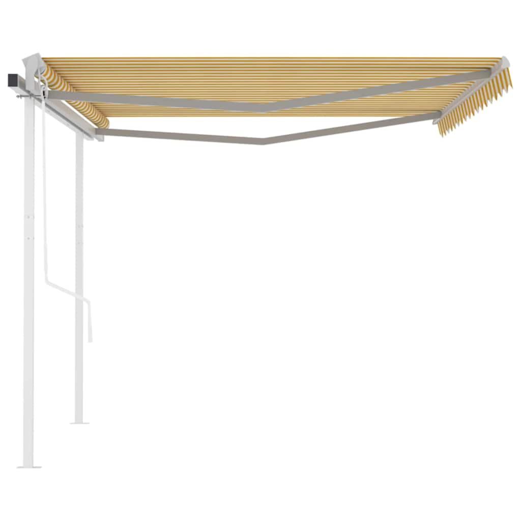 Tenda da Sole Retrattile Automatica Pali 4,5x3 m Gialla Bianca