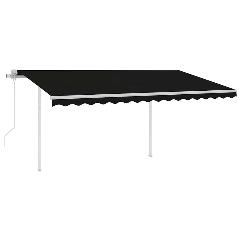 Tenda da Sole Retrattile Automatica con Pali 4,5x3 m Antracite