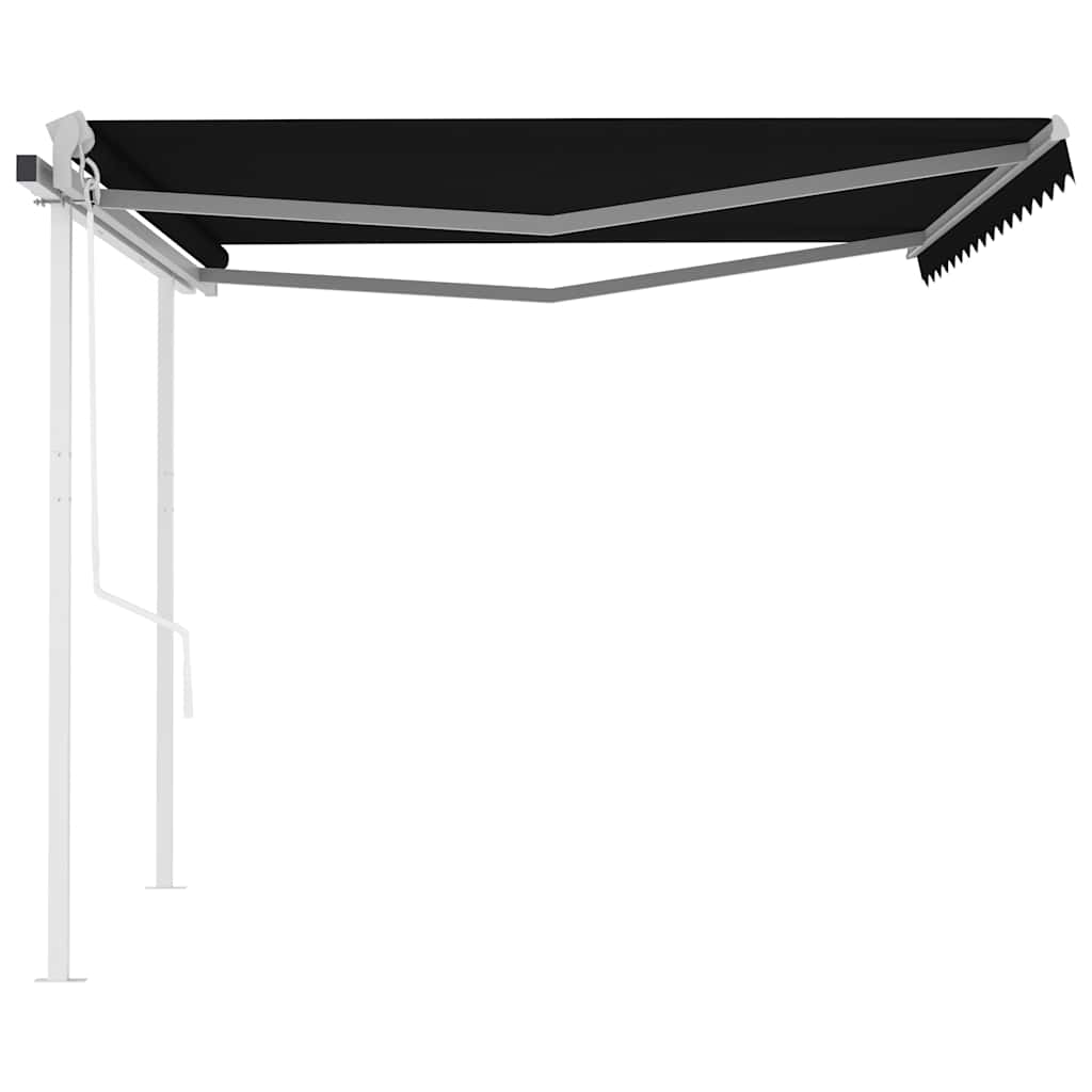 Tenda da Sole Retrattile Automatica con Pali 4,5x3 m Antracite