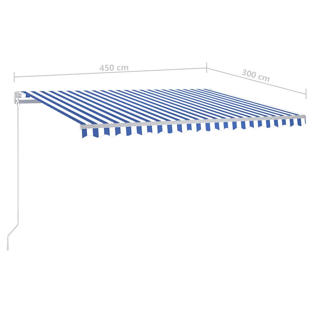Tenda Automatica con Sensore Vento e LED 4,5x3 m Blu Bianca