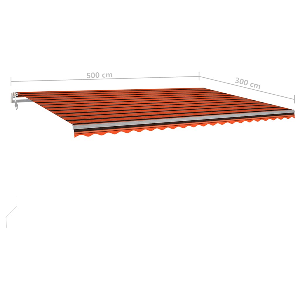 Tenda da Sole Retrattile Manuale con Pali 5x3 m Arancio Marrone