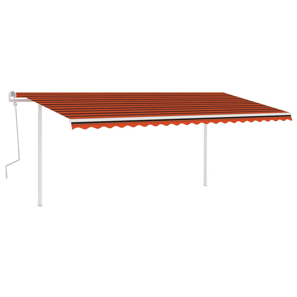 Tenda da Sole Retrattile Manuale con Pali 5x3 m Arancio Marrone