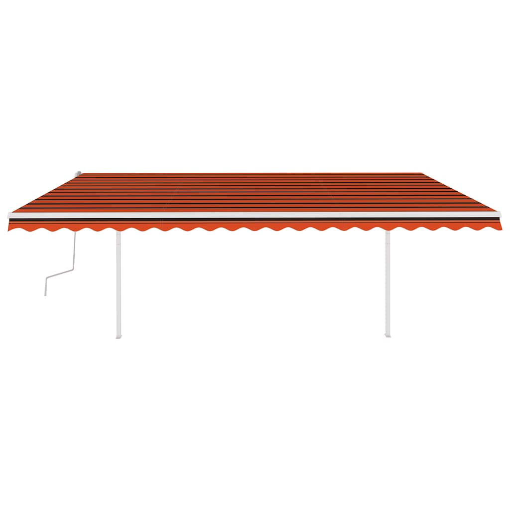 Tenda da Sole Retrattile Manuale con Pali 5x3 m Arancio Marrone