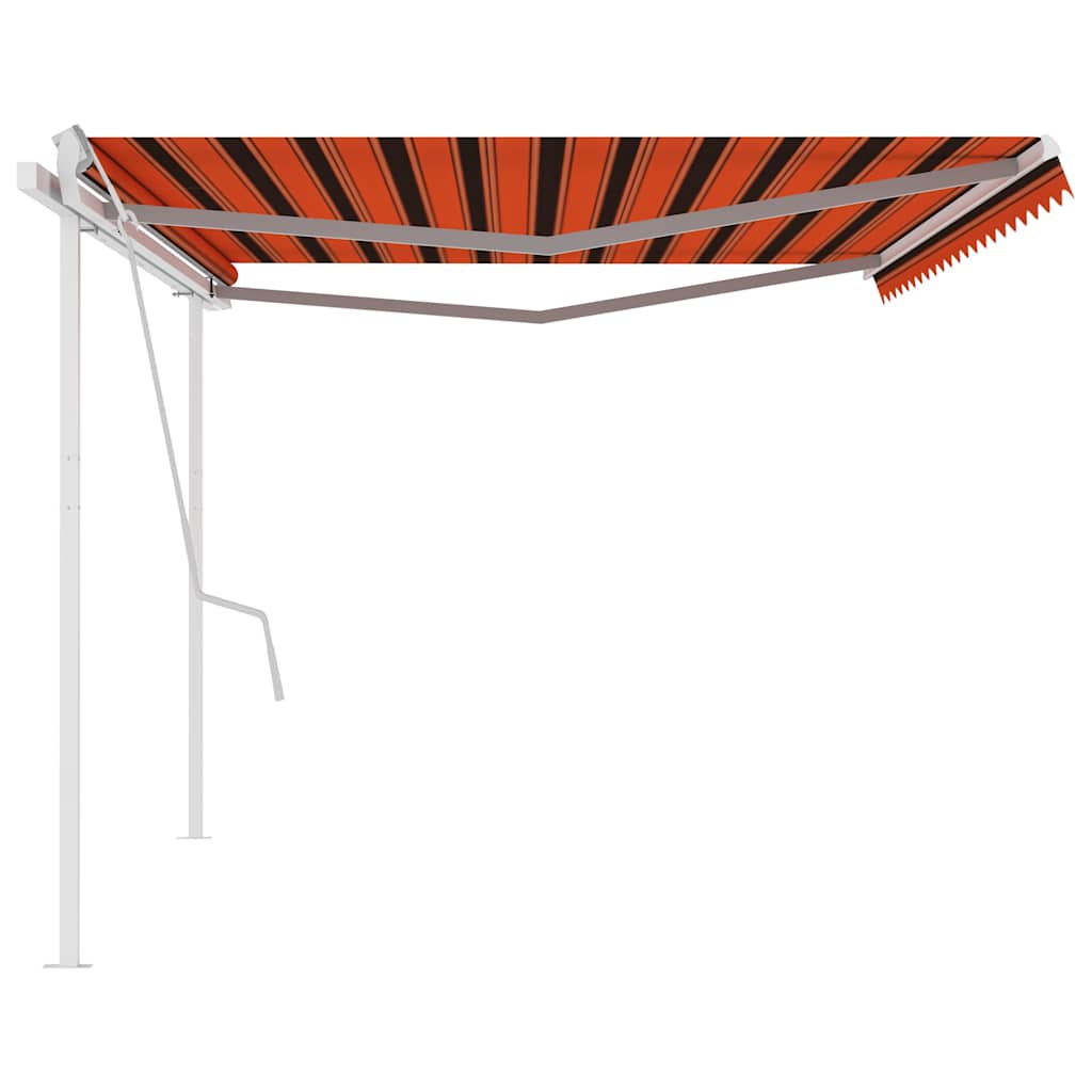 Tenda da Sole Retrattile Manuale con Pali 5x3 m Arancio Marrone