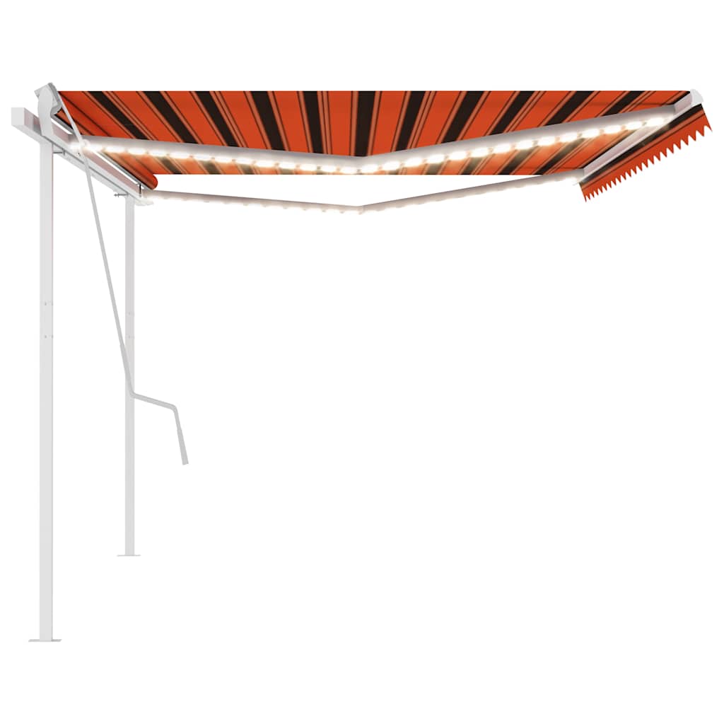 Tenda da Sole Retrattile Manuale LED 5x3 m Arancione Marrone