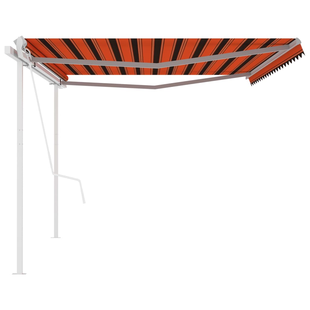 Tenda Sole Retrattile Automatica con Pali 5x3m Arancio Marrone