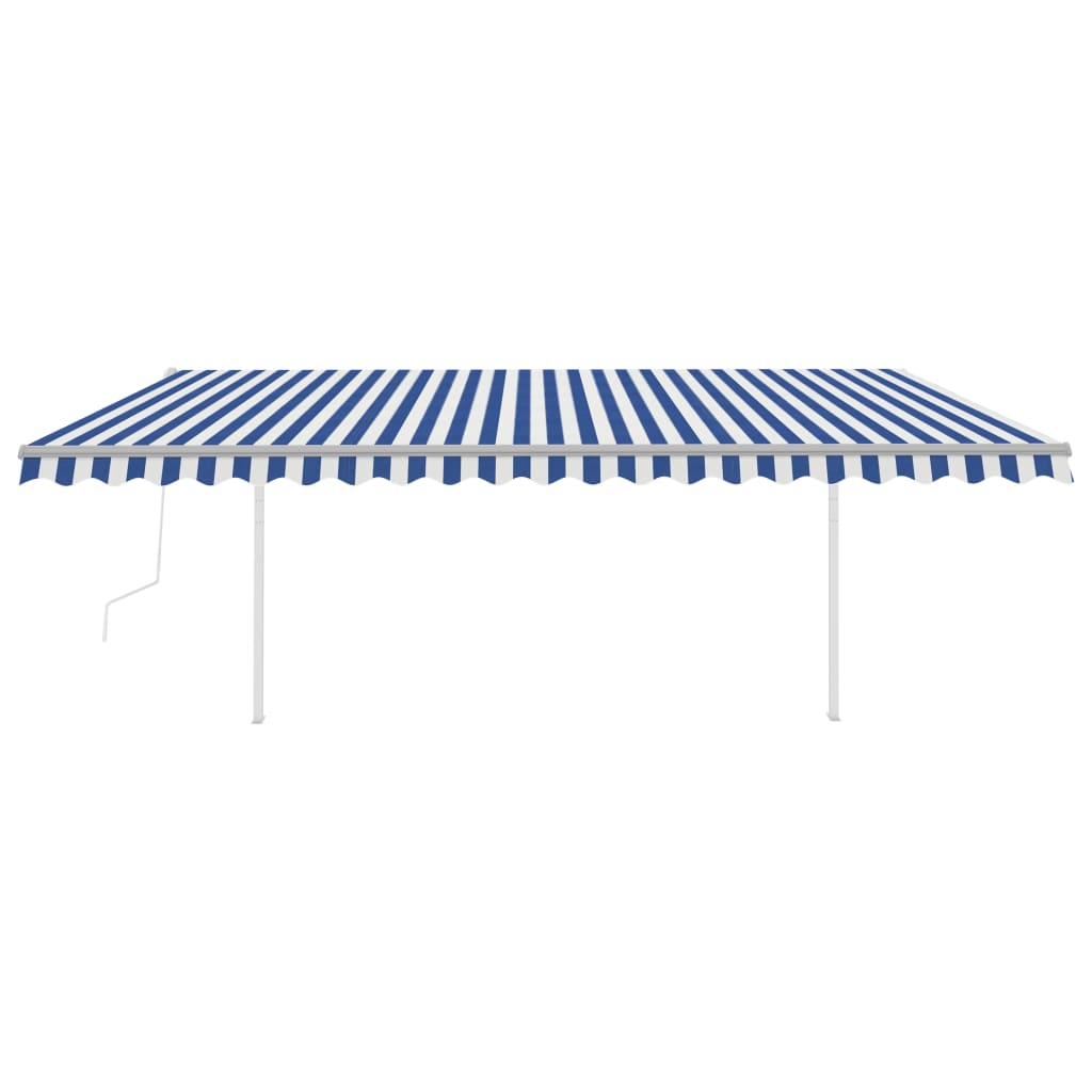 Tenda Automatica con Sensore Vento e LED 5x3 m Blu Bianca
