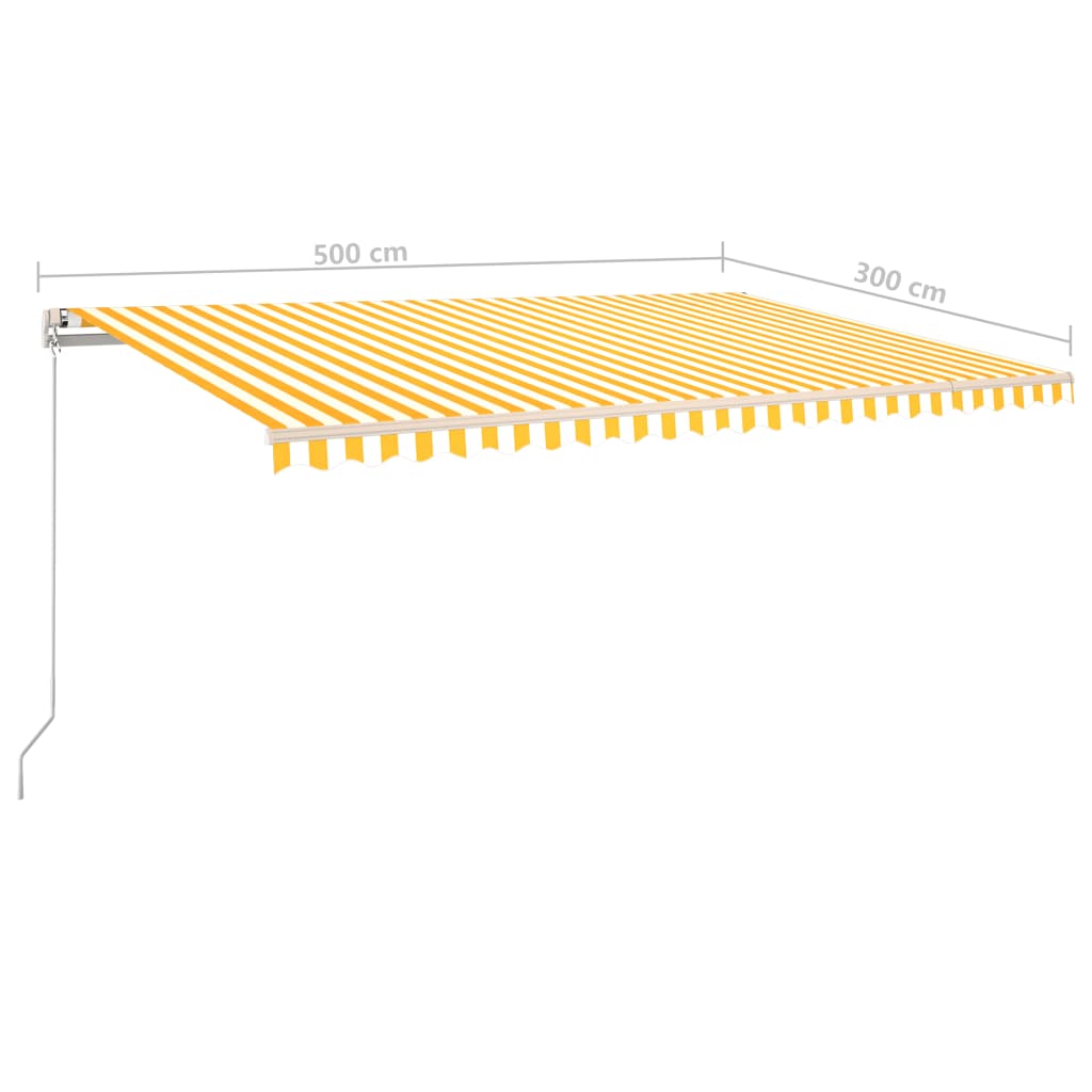 Tenda Automatica con Sensore Vento LED 5x3 m Gialla e Bianca
