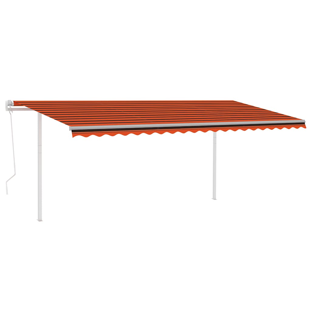 Tenda Automatica Sensore Vento e LED 5x3 m Arancione e Marrone