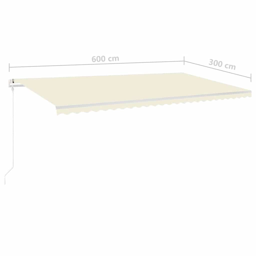 Tenda da Sole Retrattile Manuale con Pali 6x3m Crema