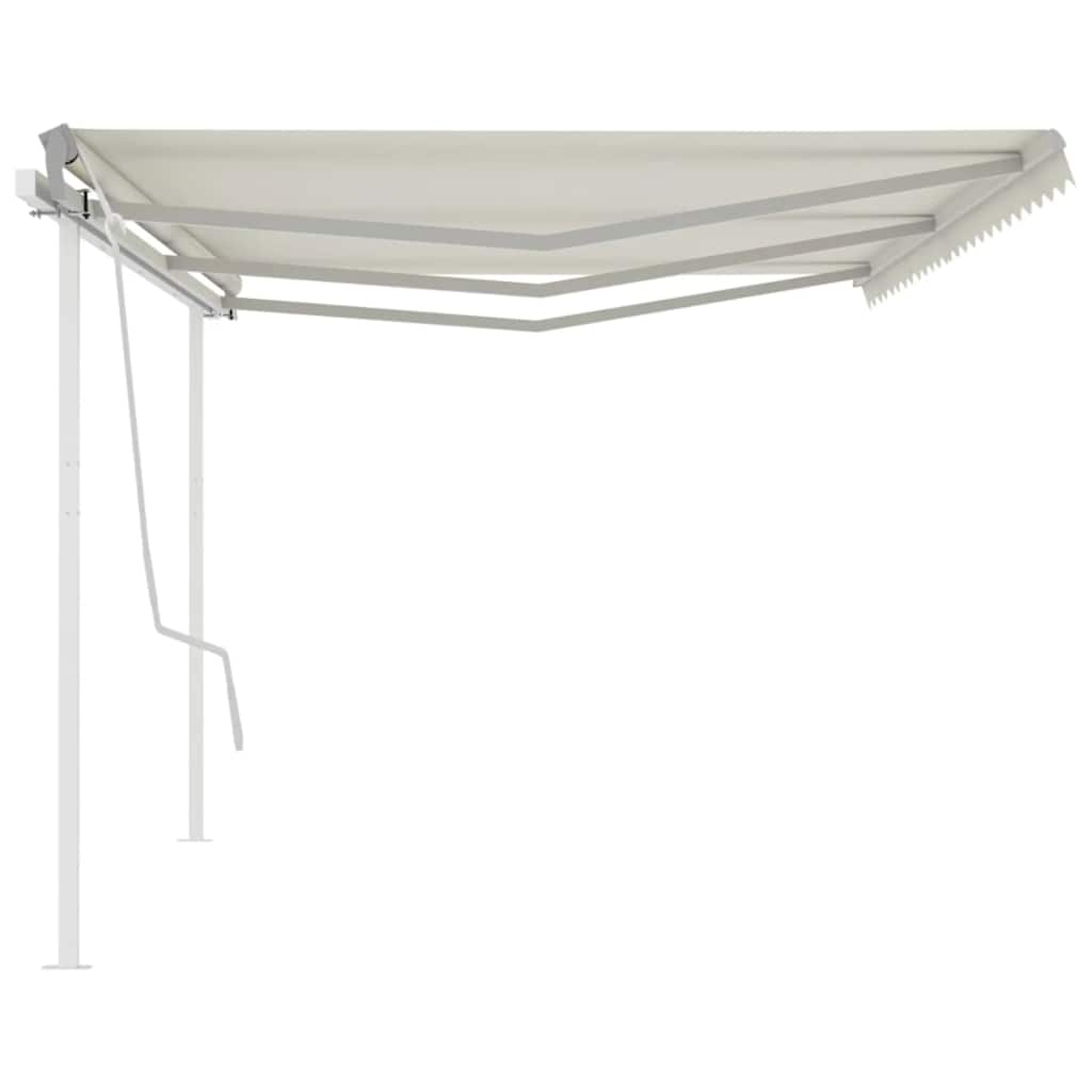 Tenda da Sole Retrattile Manuale con Pali 6x3m Crema