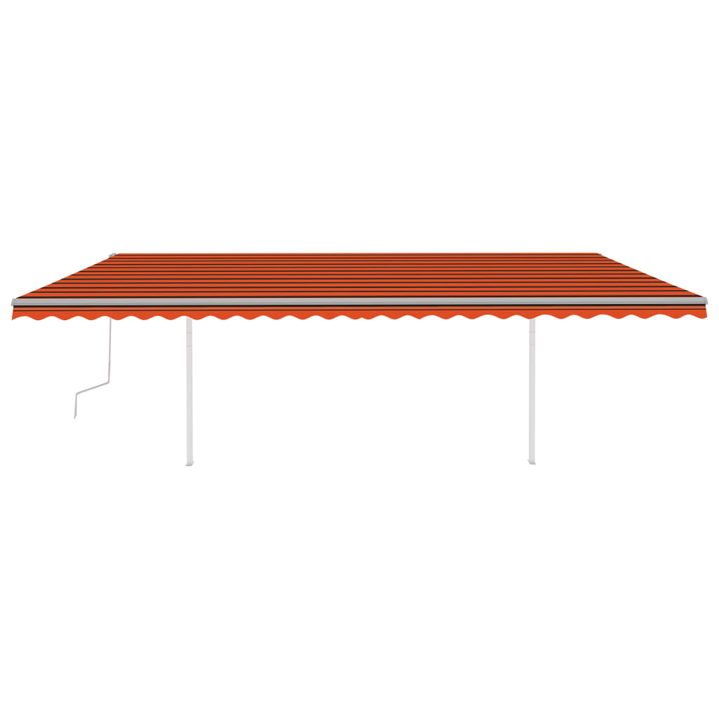 Tenda da Sole Retrattile Manuale con LED 6x3m Arancione Marrone