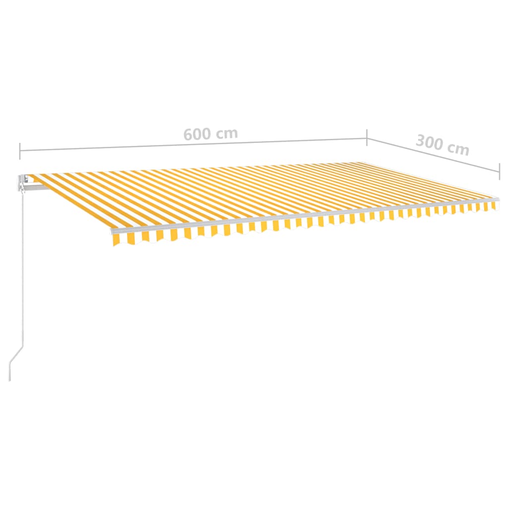 Tenda Automatica con Sensore Vento e LED 6x3 m Gialla Bianca