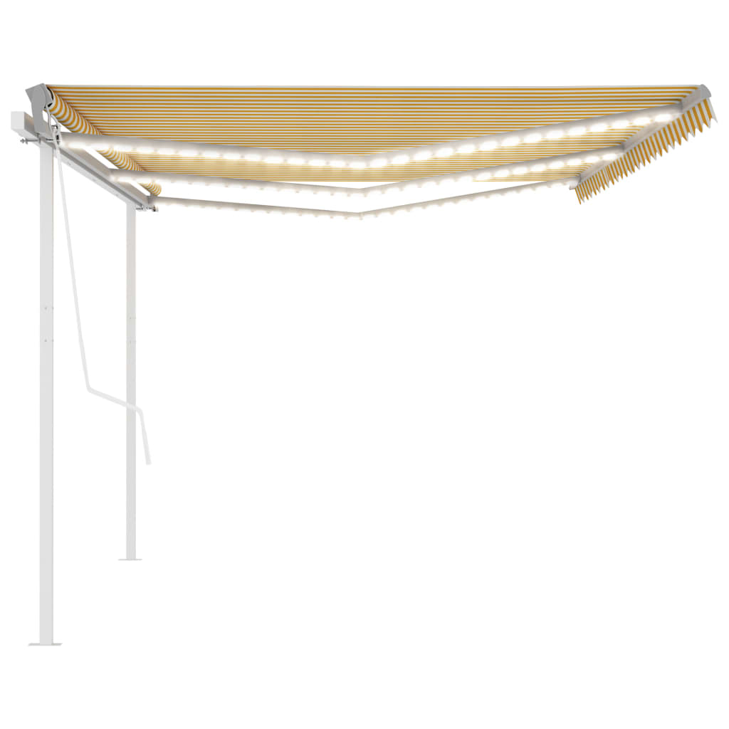 Tenda Automatica con Sensore Vento e LED 6x3 m Gialla Bianca