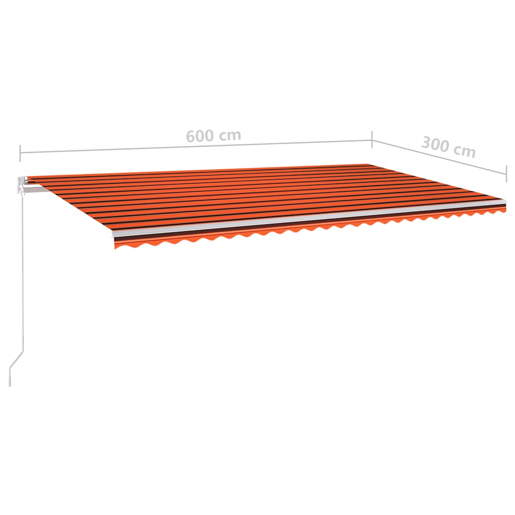 Tenda Automatica con Sensore Vento e LED 6x3 m Arancio Marrone