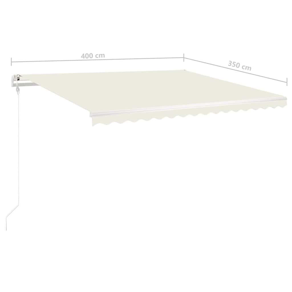 Tenda da Sole Retrattile Manuale con Pali 4x3,5 m Crema