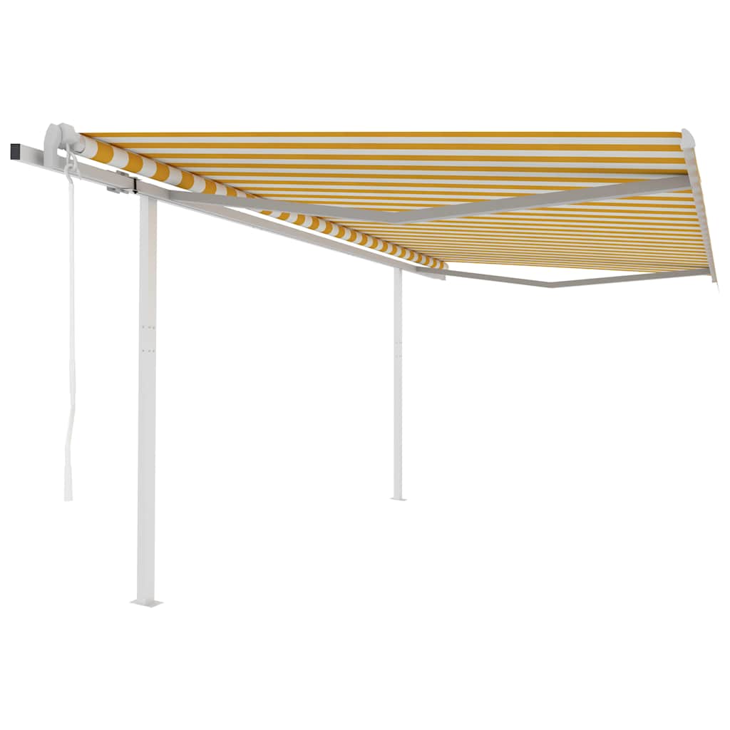 Tenda da Sole Retrattile Automatica Pali 4,5x3,5m Gialla Bianca