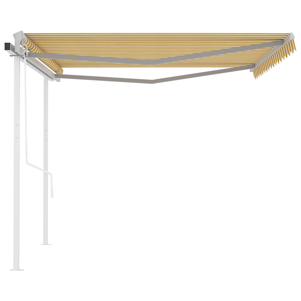 Tenda da Sole Retrattile Automatica Pali 4,5x3,5m Gialla Bianca